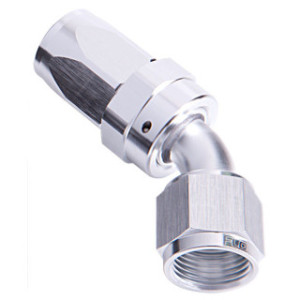 AF102-06S - 100 Series Taper 45° Swivel Hose End -6AN Silver Finish Suit 100 & 450 Series Hose