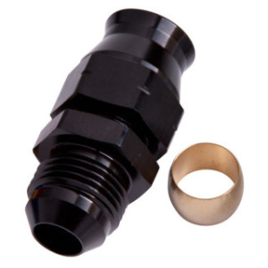 AF108-05BLK - Tube to Male AN Adapter 5/16inch to -6AN Black Finish Suits Aeroflow Moroso & Russell Tubing