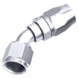 AF502-08S - 500 Series Cutter Swivel 45° Hose End -8AN Silver Finish Suits 100 & 450 Series Hose