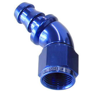 AF512-06 - 510 Series Full Flow Tight Radius Push Lock 45° Hose End -6AN Blue Finish Suits 400 & 500 Series Hose