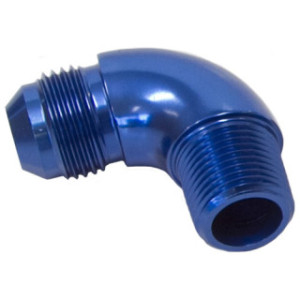 90° NPT to AN Full Flow Adapter 1/2inch to -8AN Blue Finish
