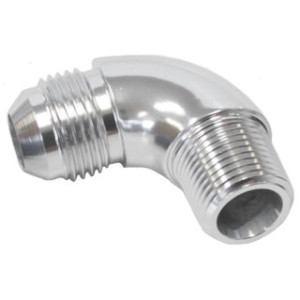 AF522-10-12S - 90° NPT to AN Full Flow Adapter 3/4inch to -10AN Silver Finish