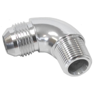 AF522-16-20S - 90° NPT to AN Full Flow Adapter 1inch to -20AN Silver Finish