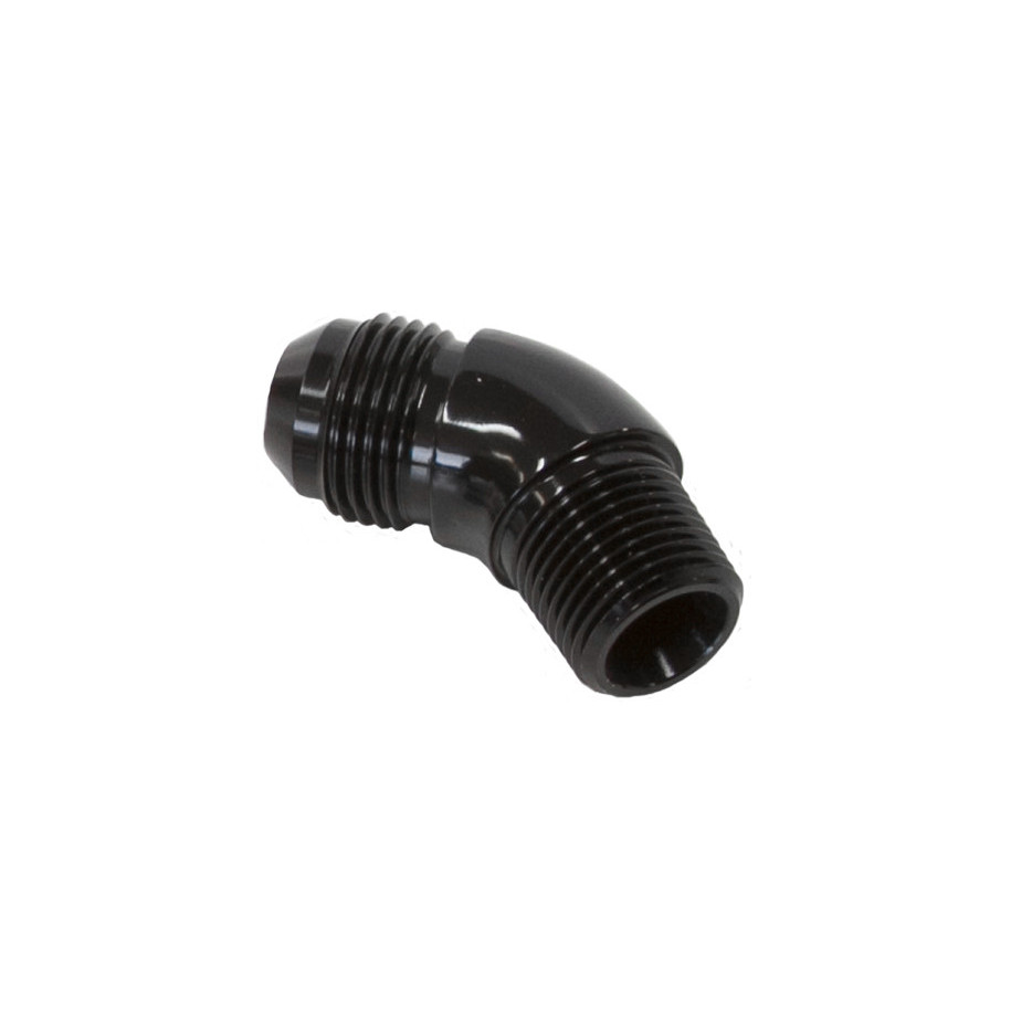 AF523-04-04BLK - 45° NPT to AN Full Flow Adapter 1/4inch to -4AN Black Finish