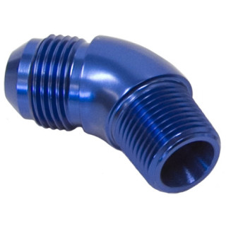 AF523-06-02 - 45° NPT to AN Full Flow Adapter 1/8inch to -6AN Blue Finish