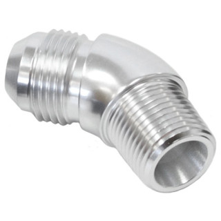 AF523-08-04S - 45° NPT to AN Full Flow Adapter 1/4inch to -8AN Silver Finish