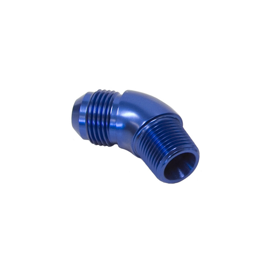 AF523-10 - 45° NPT to AN Full Flow Adapter 1/2inch to -10AN Blue Finish