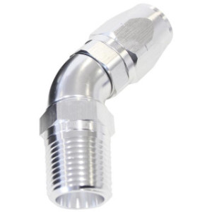 AF528-06-04S - 45° Male NPT Full Flow Swivel Hose End 1/4inch to -6AN Silver Finish Suits 100 & 450 Series Hose