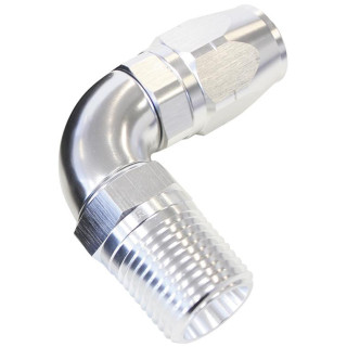 AF529-06-06S - 90° Male NPT Full Flow Swivel Hose End 3/8inch to -6AN Silver Finish Suits 100 & 450 Series Hose
