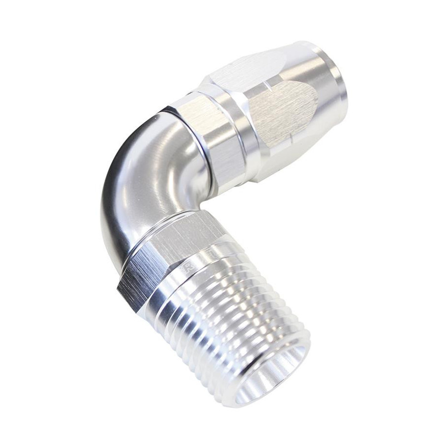AF529-16-12S - 90° Male NPT Full Flow Swivel Hose End 3/4inch to -16AN Silver Finish Suits 100 & 450 Series Hose