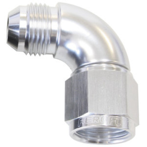 AF543-08S - 90° Full Flow Female/Male Flare Swivel -8AN Silver Finish