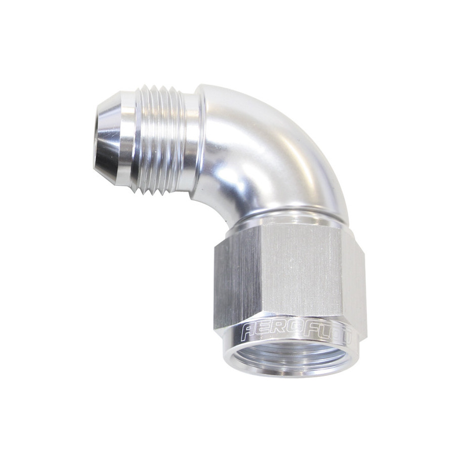 AF543-16S - 90° Full Flow Female/Male Flare Swivel -16AN Silver Finish