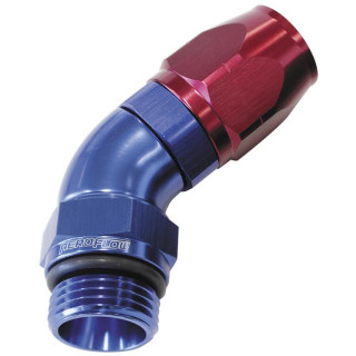 AF544-10-10 - 45° Male ORB Full Flow Swivel Hose End -10 ORB to -10AN Blue/Red Finish Suits 100 & 450 Series Hose