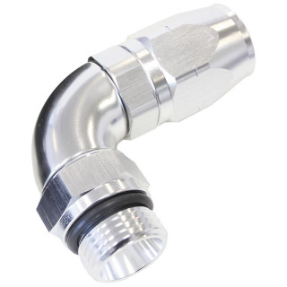 AF549-12-10S - 90° Male ORB Full Flow Swivel Hose End -10 ORB to -12AN Silver Finish Suits 100 & 450 Series Hose