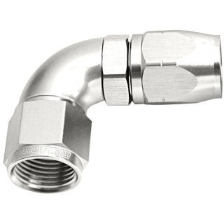 AF553-04S - 550 Series Cutter One-Piece Full Flow Swivel 90° Hose End -4AN Silver Finish Suits 100 & 450 Series Hose