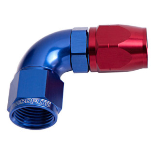 AF553-12 - 550 Series Cutter One-Piece Full Flow Swivel 90° Hose End -12AN Blue/Red Finish Suits 100 & 450 Series Hose