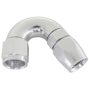 570 Series PTFE 150° Hose End -8AN Silver Finish Suits 200 & 250 Series Hose