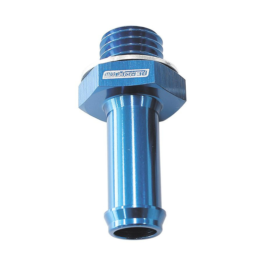 AF745-01 - Barb EFI Fuel Pump Adapter M10 x 10mm to 5/16inch Blue Finish