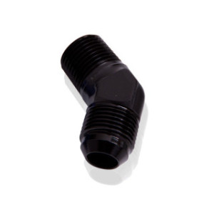 AF823-04-04BLK - 45° NPT to Male Flare Adapter 1/4inch to -4AN Black Finish