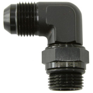 AF949-10BLK - 90° ORB Swivel to Male Flare Adapter -10AN to -10AN Black Finish