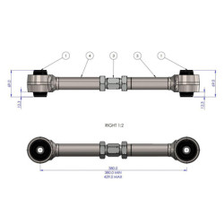 Trailing Arm - Upper Adjustable Kit (80 duro/ShA)