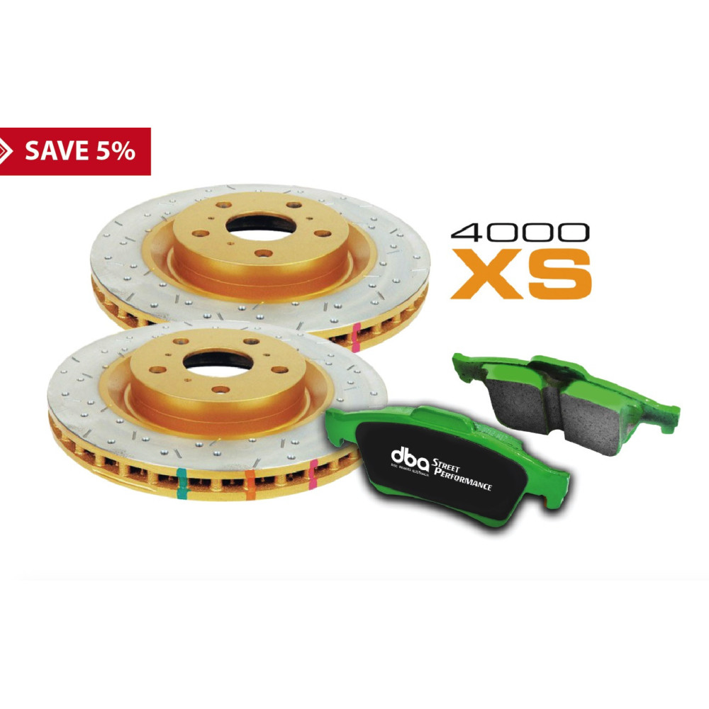Brake Kit - 4000 Series T3 Slotted & Street Performance Pastilhas de Travão (2x DBA4574XS + DB2340SP)